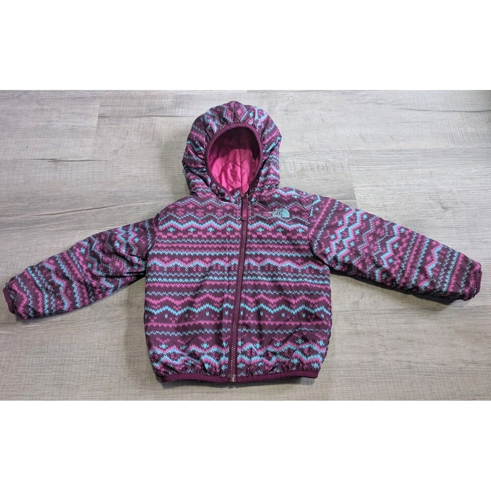 The North Face Baby Reversible Jacket Aztec Girls Sz 12-18 Months Purple